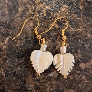 Handmade Mother of Pearl Leaf Earrings